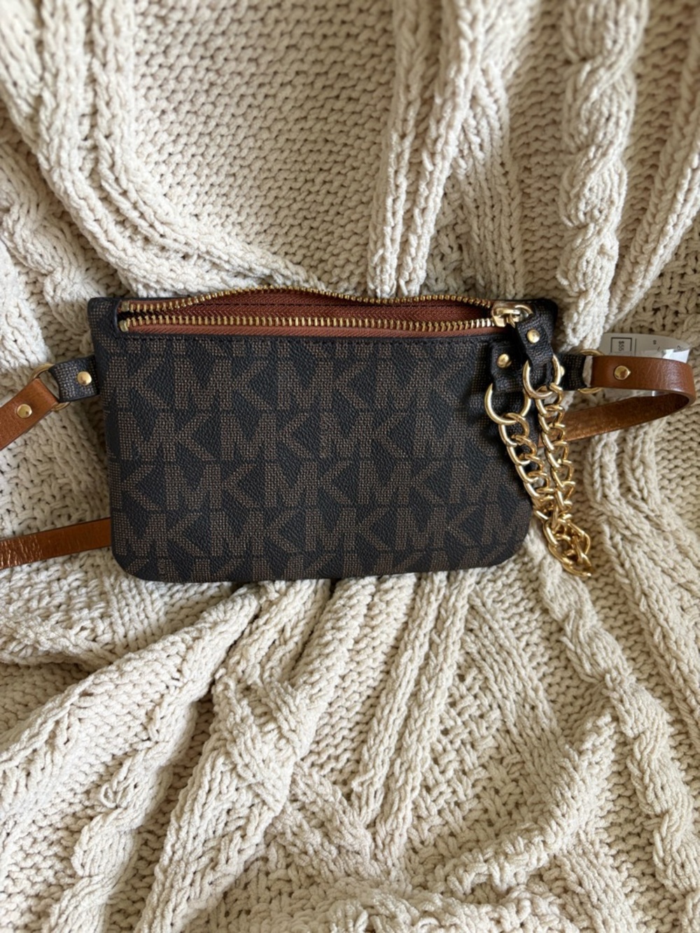 Michael Kors Dark Brown MK Logo Chain Crossbody - Picture 2 of 5